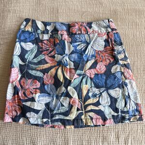 Tommy Bahama Floral Linen Mini Skirt Womens Sz. 10 Tropical Beach Hawaiian Aloha